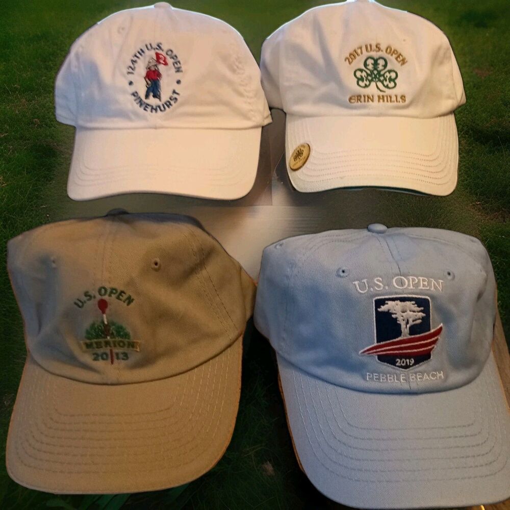 Lot 4  U.S. Open Hat's Pebble Beach 19, Pinehurst 24, Erin Hills 17 & Merion 13